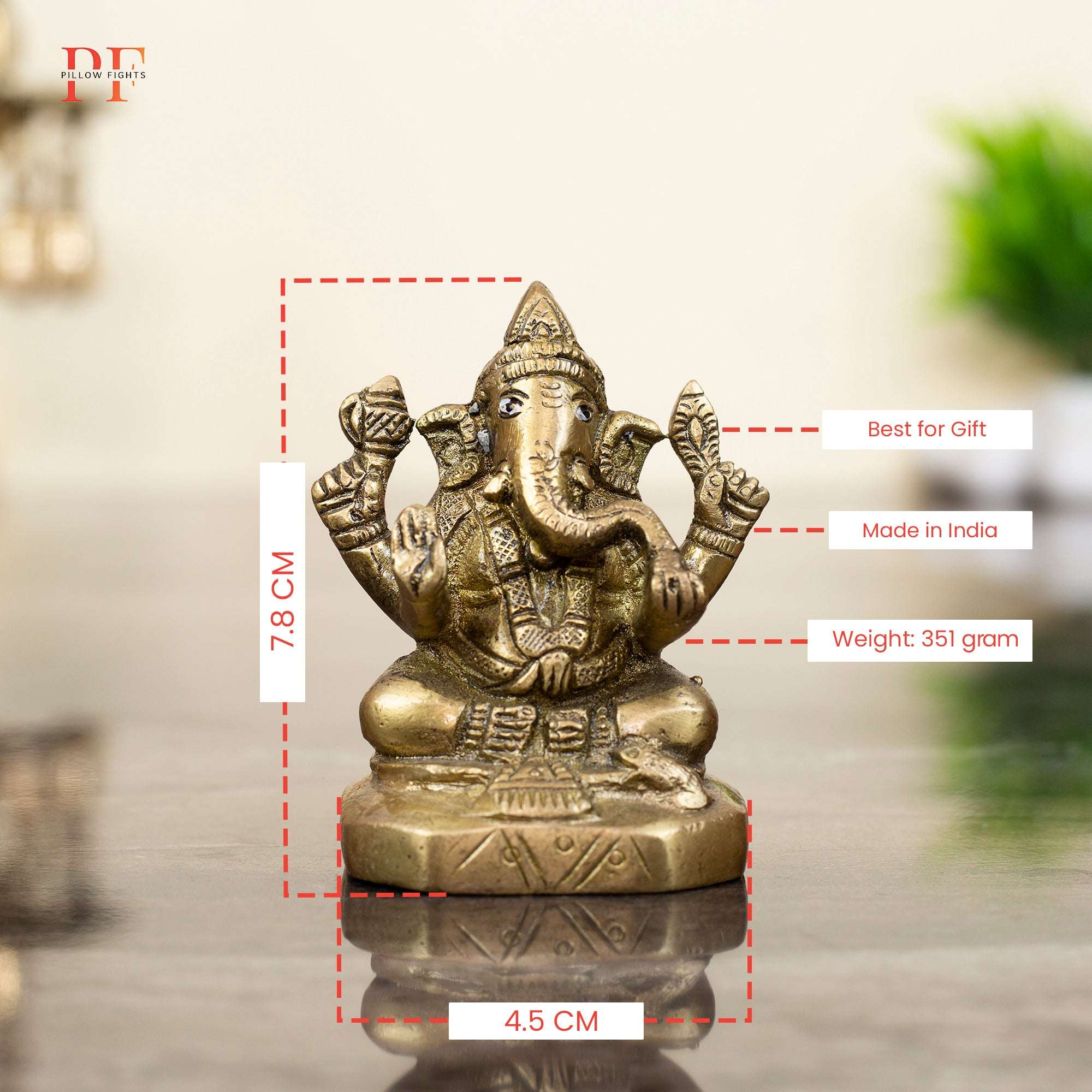 Solid Heavyweight Brass Ganesha Idol
