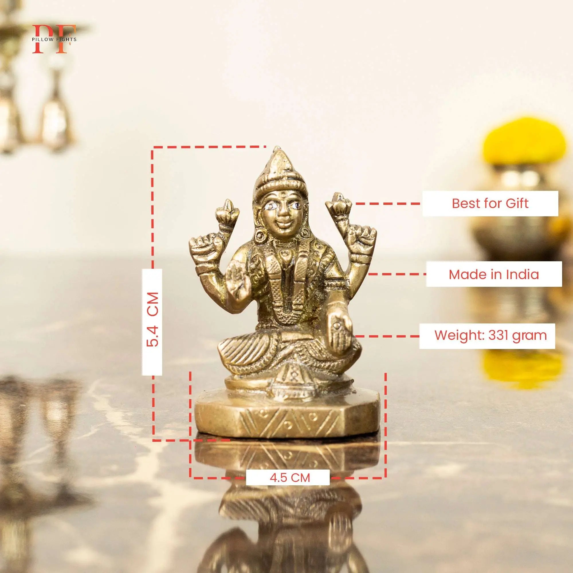 Substantial Heavyweight Brass Lakshmi Idol