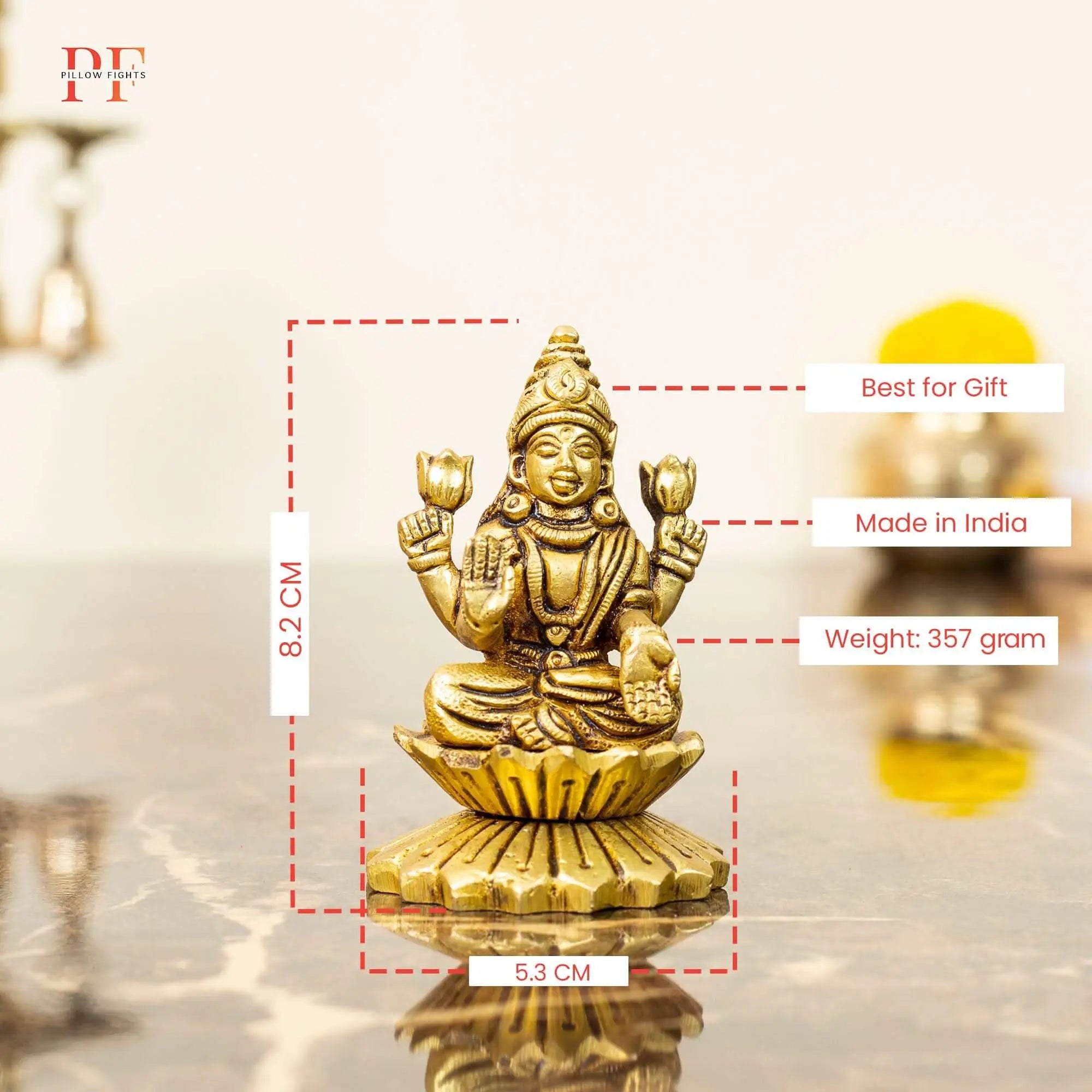 Majestic Brass Goddess Lakshmi Statue on Lotus Pedestal