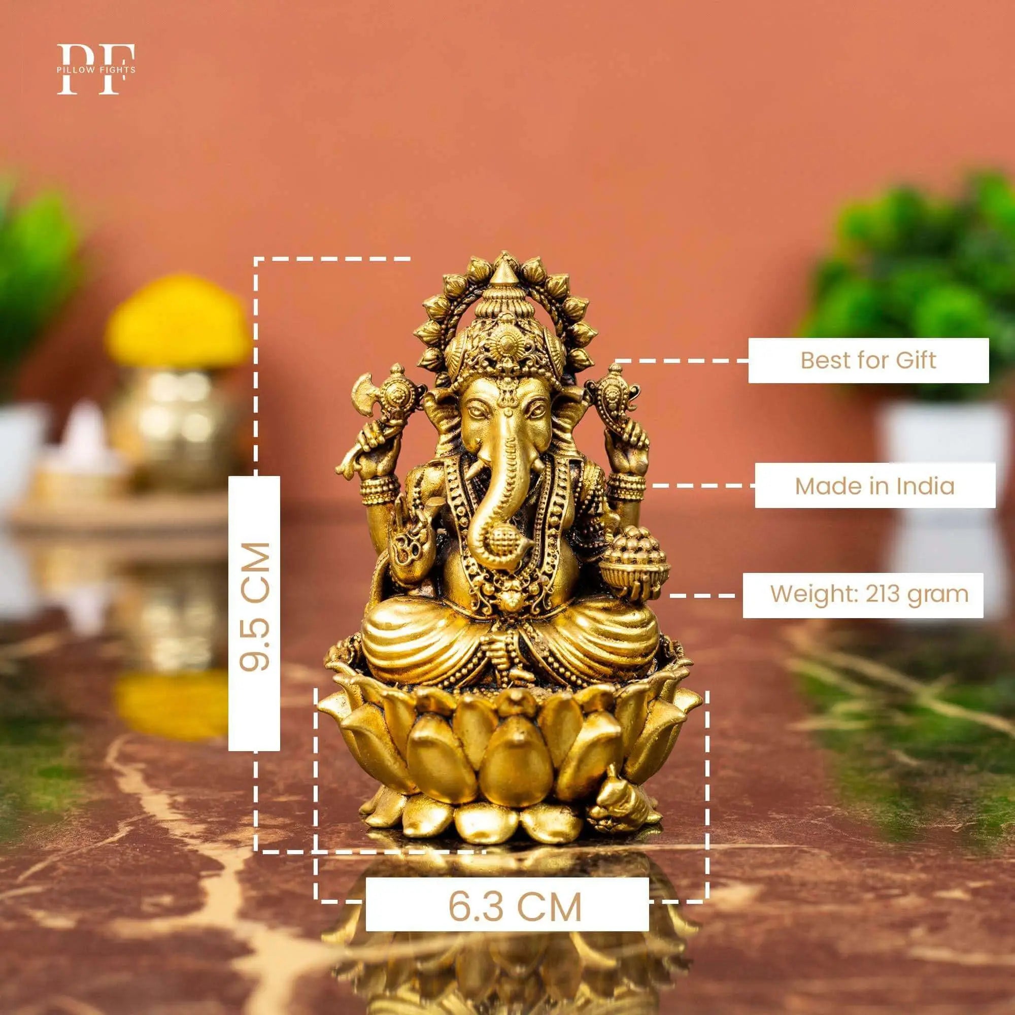 Divine Brass Lord Ganesha on Lotus | For Success & Diwali Puja