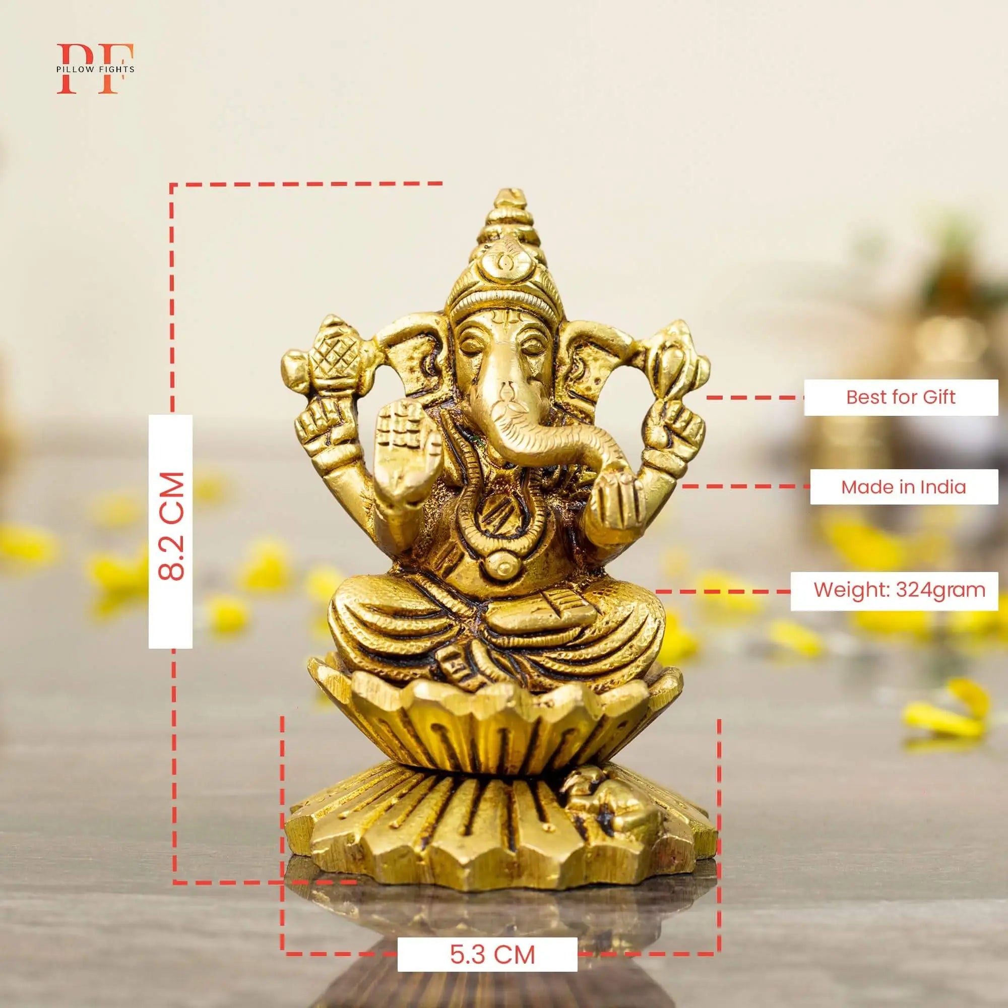 Solid Brass Lord Ganesha on Lotus | Heavyweight Idol for Diwali Puja